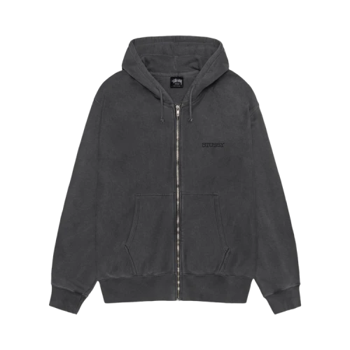 Stussy Jumbo Zip Hoodie Pigment Dyed 'Black'