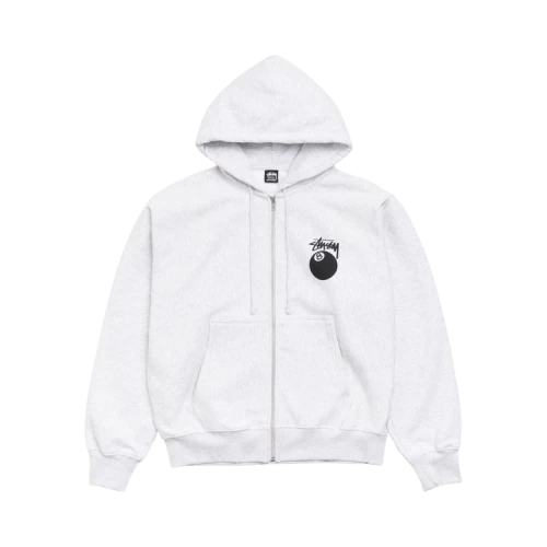 Stussy 8 Ball Zip Hoodie 'Ash Heather'