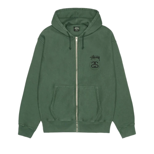 Stussy Stock Link Zip Hoodie Pigment Dyed 'Pine'