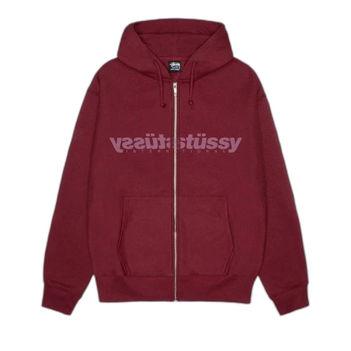 Stussy Mirror Zip Hoodie Wine