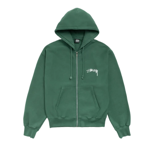 Stussy Stack Zip Hoodie Pigment Dyed 'Pine'