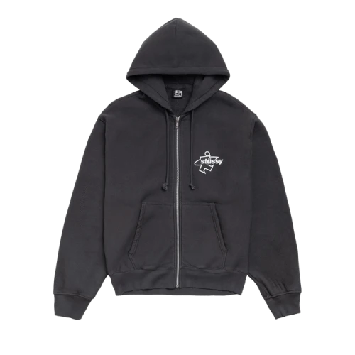 Stussy Surf Size Zip Hoodie 'Faded Black'