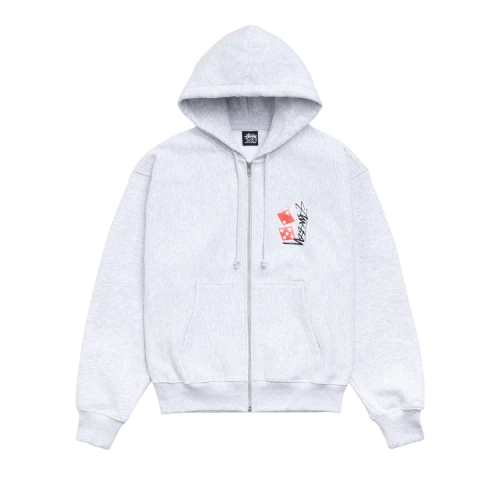 Stussy Tall Dice Zip Hoodie 'Ash Heather'