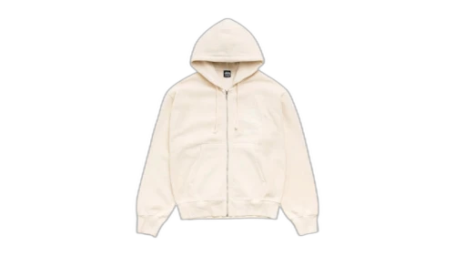 Stussy Link Sport Zip Garment Dyed Hoodie Bone
