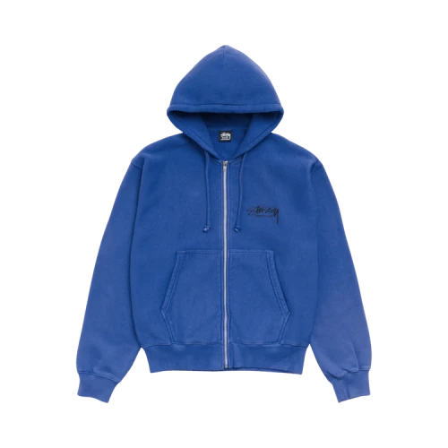 Stussy Beach Roots Zip Hoodie Garment Dyed 'Indigo'