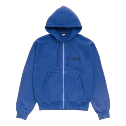 Stussy Beach Roots Zip Hoodie Garment Dyed 'Indigo'