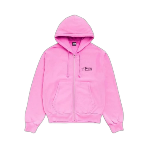 Stussy Beach Roots Zip Hoodie Garment Dyed 'Pink'