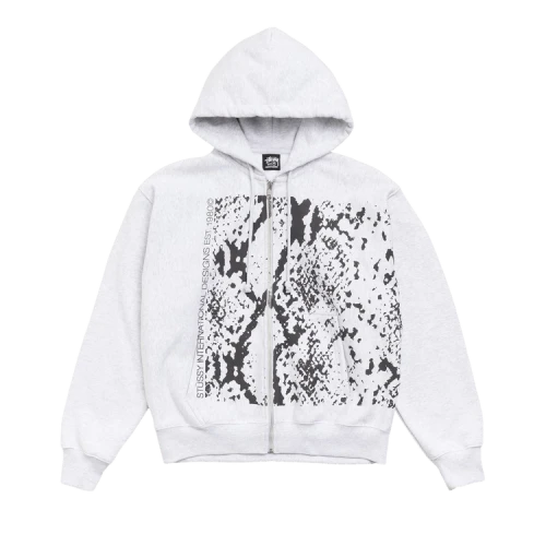 Stussy Snakeskin Zip Hoodie 'Ash Heather'
