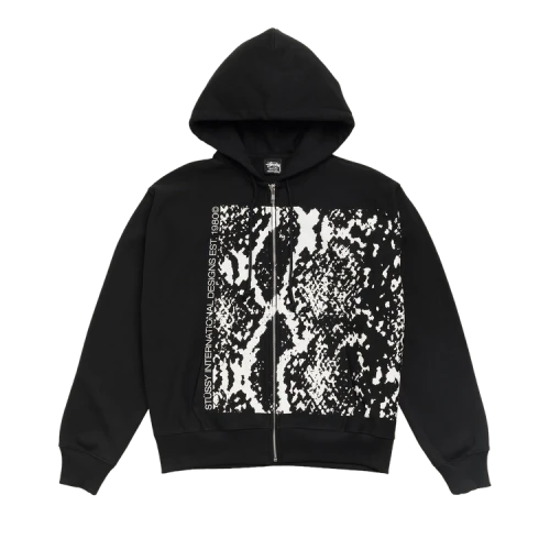 Stussy Snakeskin Zip Hoodie 'Black'
