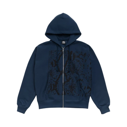 Stussy Snakeskin Zip Hoodie 'Navy'