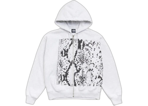 Stussy Snakeskin Zip Hoodie Ash Heather