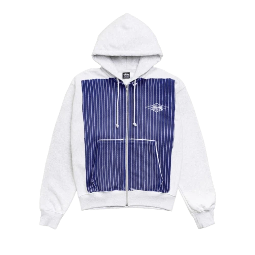 Stussy Printed Pattern Zip Hoodie 'Blue Pinstripe'