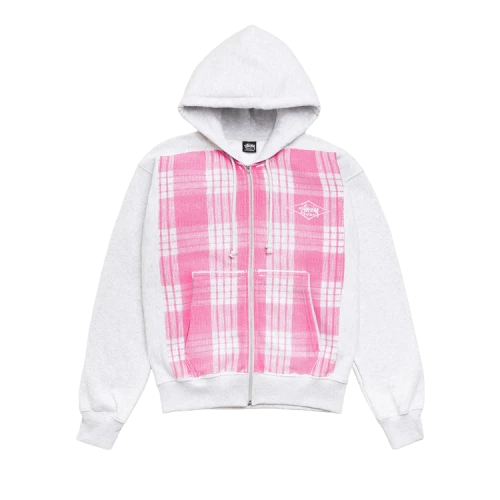Stussy Printed Pattern Zip Hoodie 'Pink Palaka'