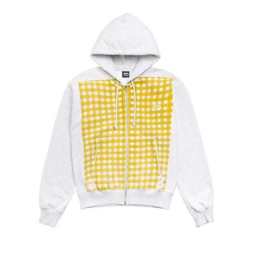 Stussy Printed Pattern Zip Hoodie 'Yellow Gingham'