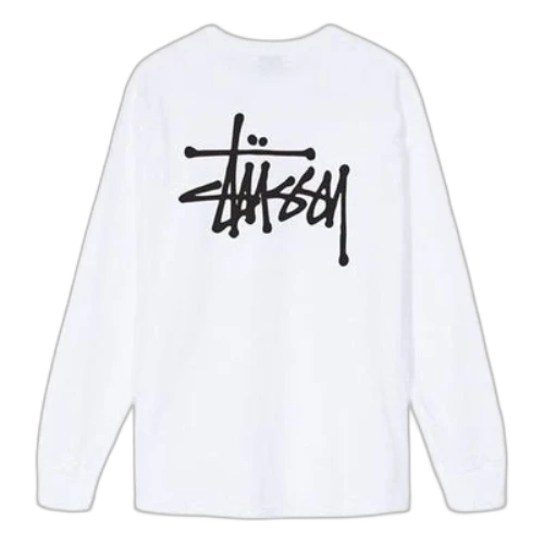Stussy Unisex Basic L/S Printing Swea White