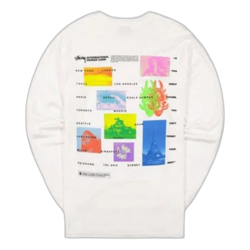 Stussy Great Future Back Printing Long Sleeves Round Neck Unisex White