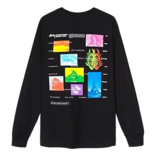Stussy Great Future LS Tee Poster Pattern Long Sleeves Unisex Black