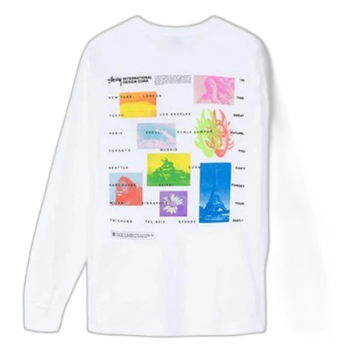 Stussy Great Future LS Tee Poster Pattern Long Sleeves Unisex White