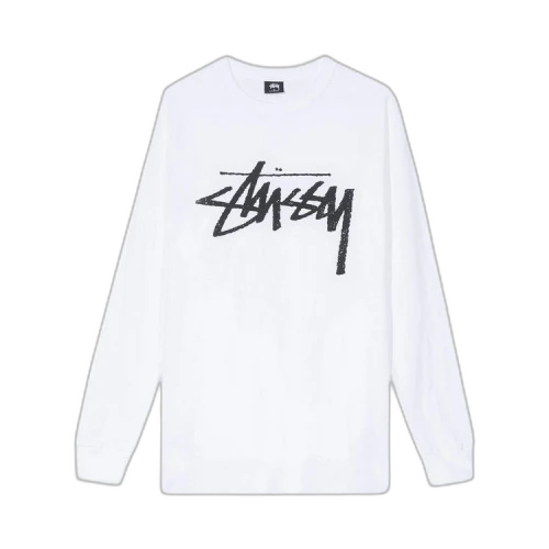 Stussy Stock Long-Sleeve Tee 'White'