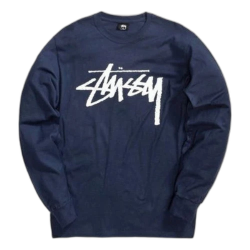 Stussy Stock Longsleeve Tee Navy Blue