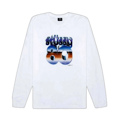 Stussy 80 Chrome Long-Sleeve Tee 'White'