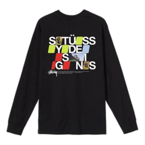 Stussy Moal Ls Tee Round Neck Printing Long Sleeves Black