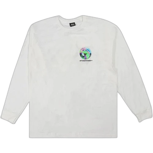 Stussy Iridescent 8 Ball L/S Tee White
