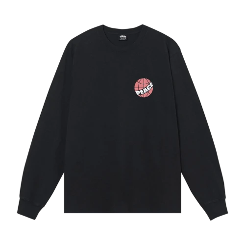 Stussy Global Peace Pigment Dyed Long-Sleeve Tee 'Black'