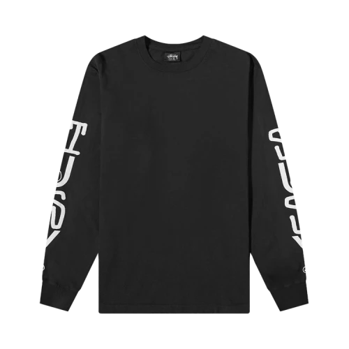 Stussy Classic Stack Pigment Dyed Long-Sleeve Tee 'Black'