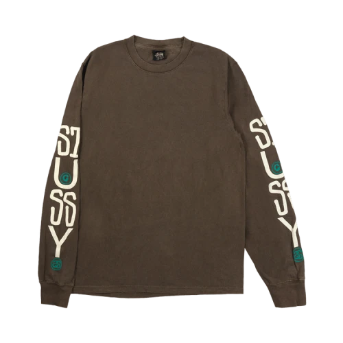 Stussy Classic Stack Pigment Dyed Long-Sleeve Tee 'Coffee'