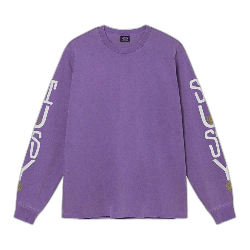 Stussy Classic Stack Pigment Dyed Long-Sleeve Tee 'Purple'