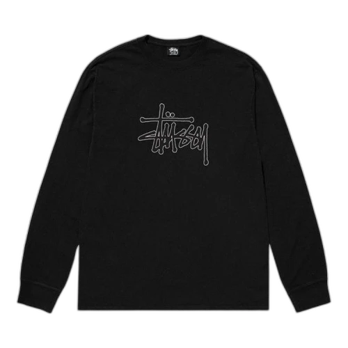 Stussy Outlined Pigment Dyed LS Tee Black