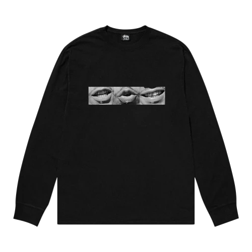 Stussy Phonetic Pigment Dyed Long-Sleeve Tee 'Black'