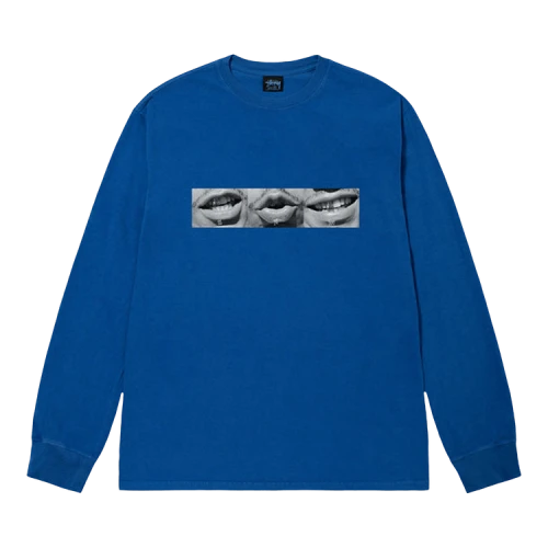 Stussy Phonetic Pigment Dyed Long-Sleeve Tee 'Blue'