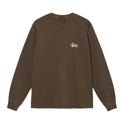 Stussy Basic Pigment Dyed Long-Sleeve Tee 'Coffee'