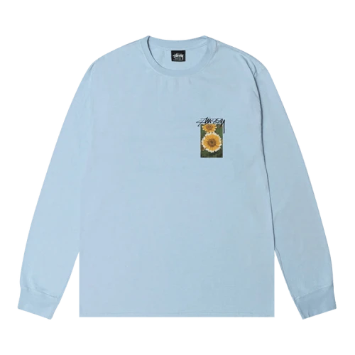 Stussy Flower Grid Pigment Dyed Long-Sleeve Tee 'Sky Blue'