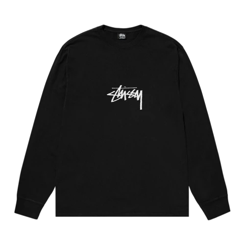 Stussy Pigment Dyed Small Stock Long-Sleeve Tee 'Black'
