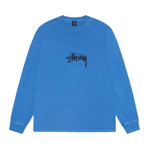 Stussy Pigment Dyed Small Stock Long-Sleeve Tee 'Blue'
