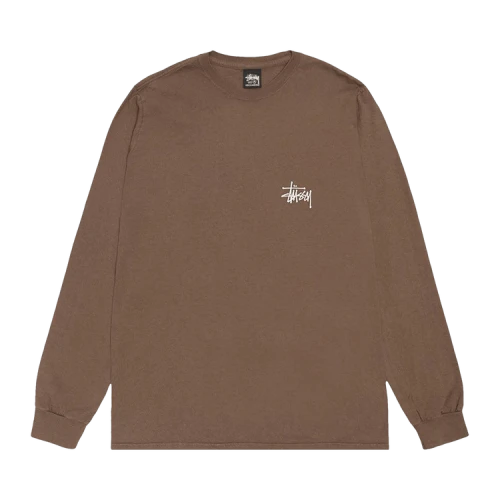 Stussy Basic Pigment Dyed Long-Sleeve Tee 'Brown'