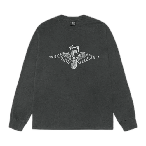 Stussy Skull Wings L/S Pigment Dyed Tee Black