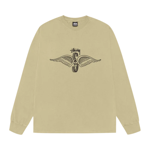 Stussy Skull Wings Long-Sleeve Tee Pigment Dyed 'Elm'