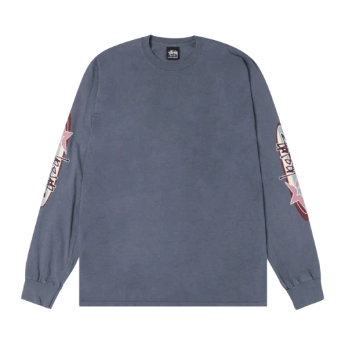 Stussy Two Star L/S Pigment Dyed Tee Navy