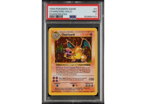 1999 Pokémon Base Set Charizard Holo Shadowless #4 PSA 7