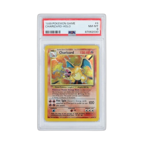 1999 Pokémon Charizard Holo Base Set Shadow #4/102 (PSA 8)