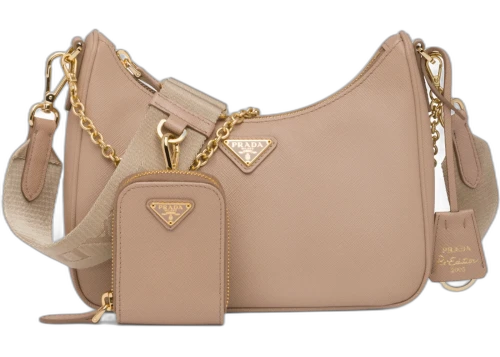 Prada Re-Edition 2005 Saffiano Leather Bag Cameo Beige