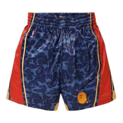 BAPE x Mitchell & Ness Warriors ABC Basketball Authentic Shorts 'Navy'