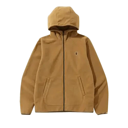 BAPE Fleece One Point Zip Hoodie 'Beige'