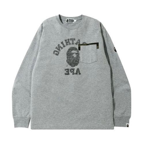 BAPE Reverse College Long-Sleeve Tee 'Grey'