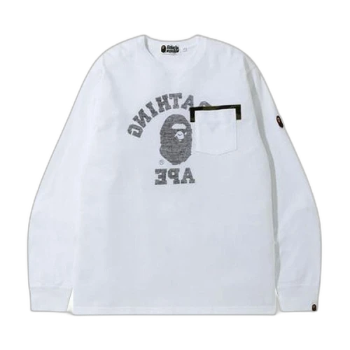 BAPE Reverse College Long-Sleeve Tee 'White'