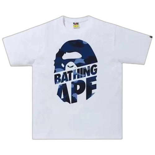 BAPE Color Camo Peek Ape Head Tee 'White/Navy'